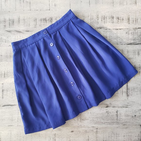 Collective Concepts Cobalt Pleated Skirt - Picture 1 of 8
